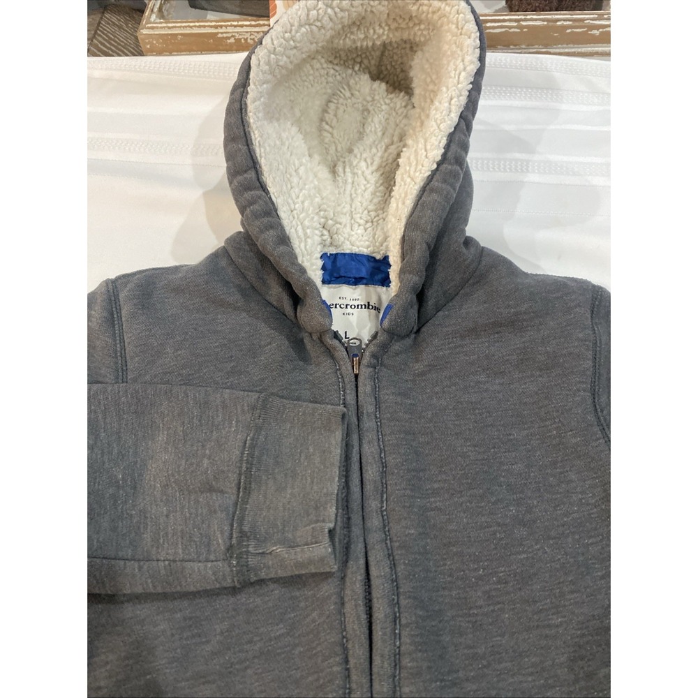 Abercrombie‎ Fitch Kids Size Large Zipper Front Hooded Jacket Gray